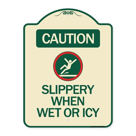 Signmission Caution Slippery When Wet or Icy W/ Graphic Heavy-Gauge Aluminum Sign, 24" H, TG-1824-24285 A-DES-TG-1824-24285
